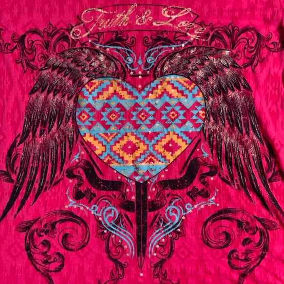 Self Esteem Sz 1XL Pink Shirt‎ Truth Love Heart Wings Digger (C) - Picture 6 of 11